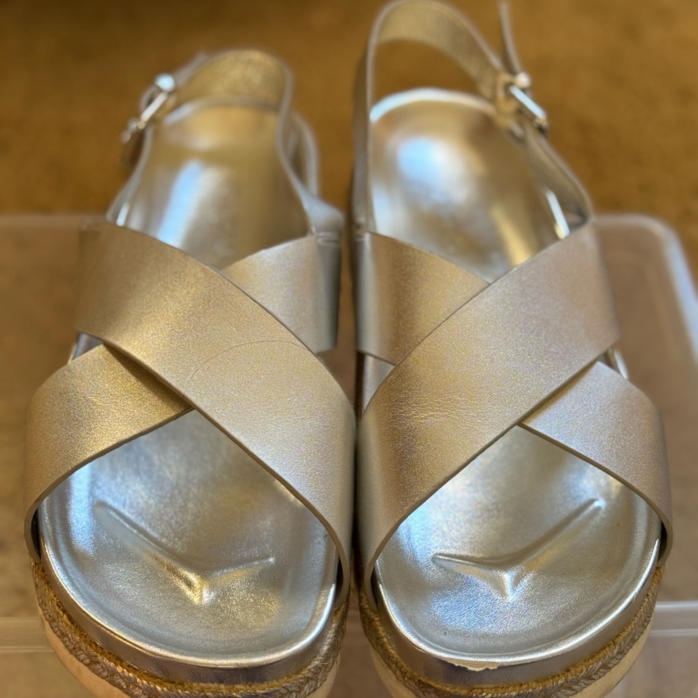 Wide Strappy Silver Women's Sandals